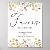 Wilde bloem Botanische Boho Wedding Favor Table Si Poster (Voorkant)