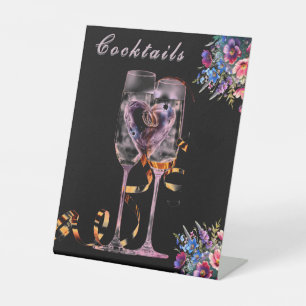 Wilde Bloem Botanische Cocktails Trouwtafel Reclamebord Met Voetstuk