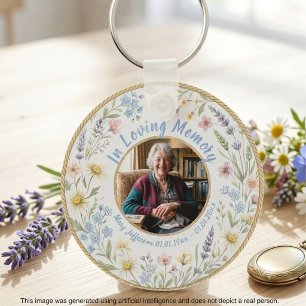 Wilde Bloem Botanische Pastelblauw Sleutelhanger