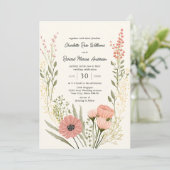 Wilde bloem Botanische tuinlentbruiloft Kaart (Staand voorkant)