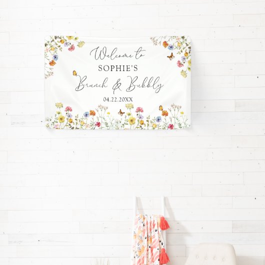 Wilde bloem Botanische Welkom Brunch & Bubble Sign Spandoek (Insitu)