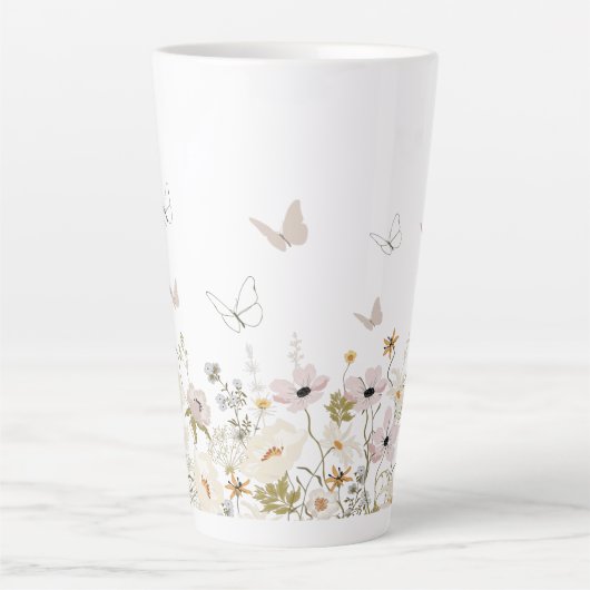 Wilde bloem Boterfly Garden Latte Mok (Voorkant)
