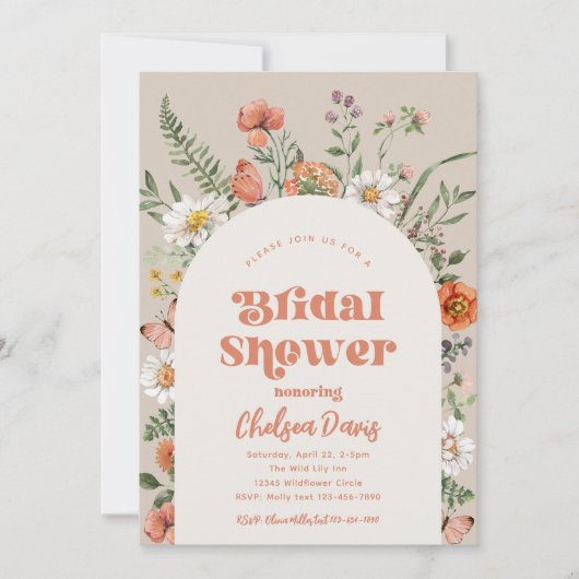 Wilde bloem Bridal Shower | Bridal Kaart (Voorkant)