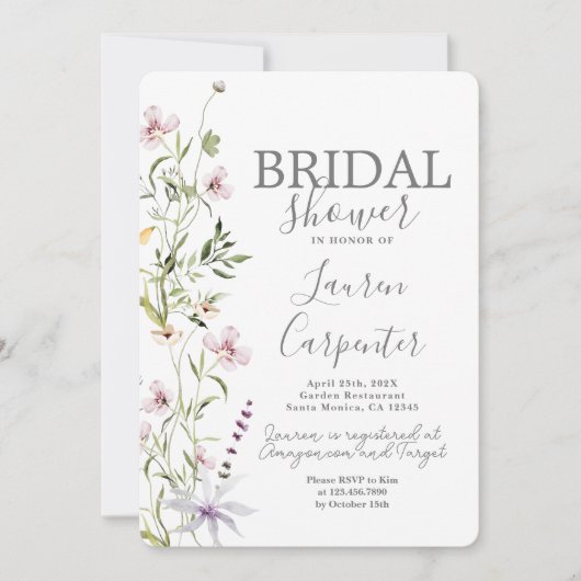 Wilde bloem Bridal Shower Kaart (Voorkant)