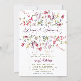Wilde bloem Bridal Shower Kaart