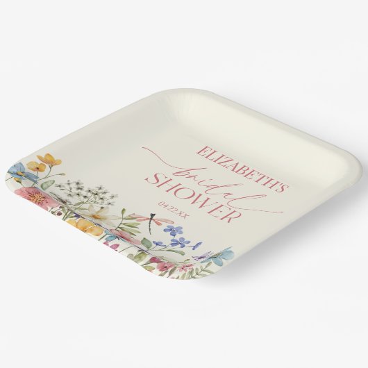 Wilde Bloem Bruidsboeket Bloem Bruiloft Feest Papieren Bordje (Gebogen)