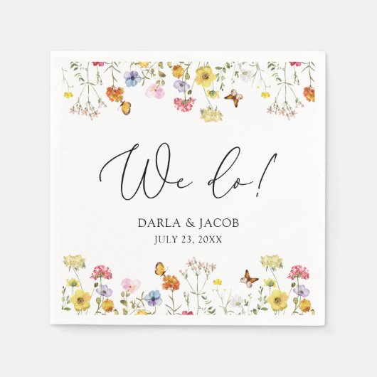 Wilde bloem Butterflies Boho we wedden Servet (Voorkant)