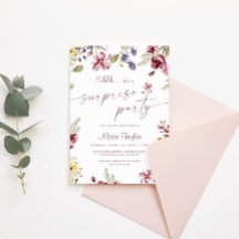 Wilde bloem Calligrafie Birthday Surprise Party