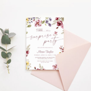 Wilde bloem Calligrafie Birthday Surprise Party Kaart