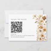 Wilde Bloem Crème Boho Bloem Bruiloft QR Code RSVP Kaartje (Voorkant)