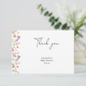 Wilde bloem dank je baby shower bedankkaart (Staand voorkant)