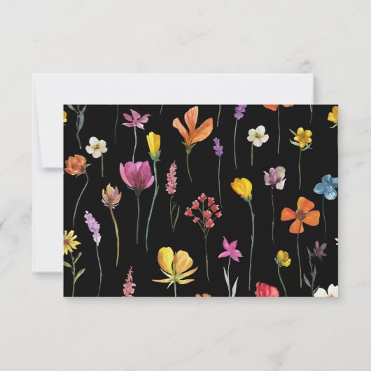 Wilde bloem Dark Meadow responskaarten RSVP (Achterkant)