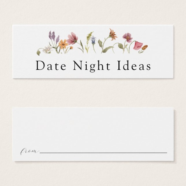 Wilde bloem Date Night Idea Kaart (Voorkant /achterkant)
