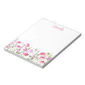 Wilde bloem Delicate Pink Floral, gepersonaliseerd Notitieblok (Gedraaid)
