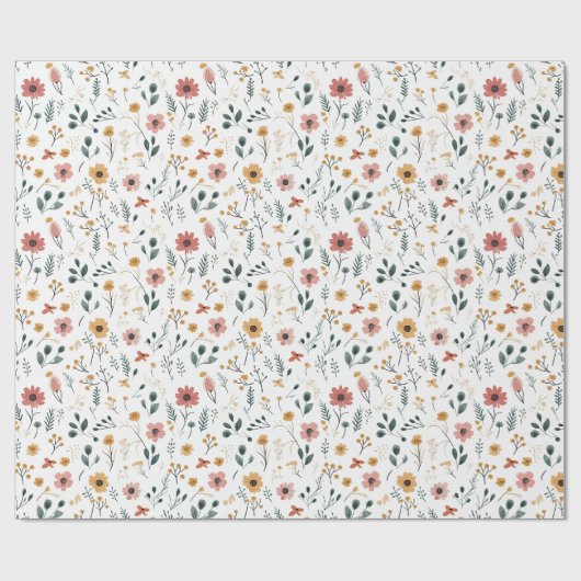Wilde Bloem Doodle Cadeaupapier (Vlak)