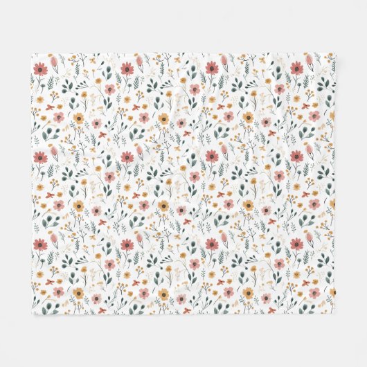 Wilde Bloem Doodle Fleece Deken (Voorkant (Horizontaal))
