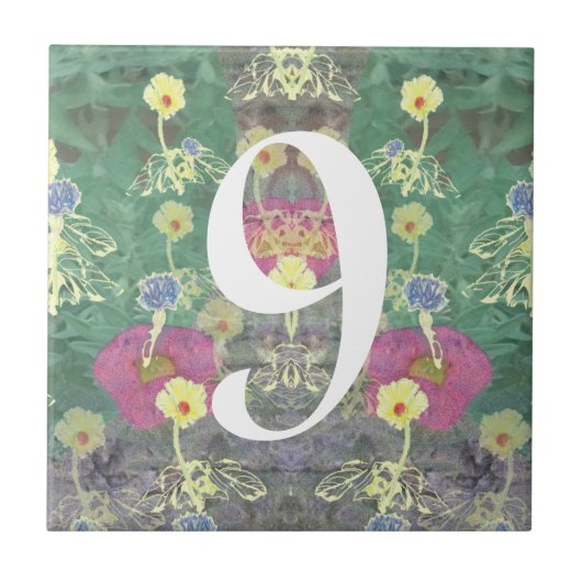 Wilde bloem Eenvoudig Digit Number Tile Tegeltje (Voorkant)