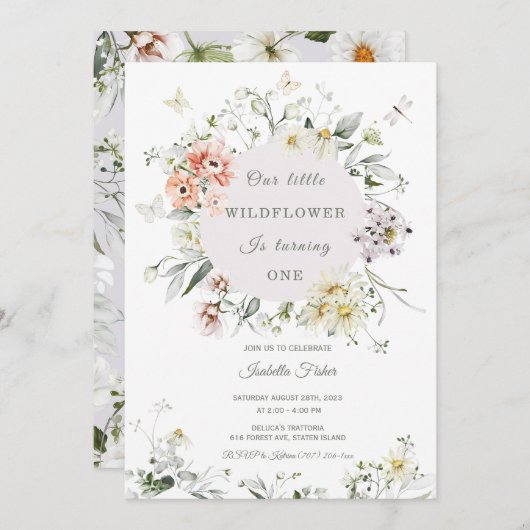 Wilde bloem Eerste uitnodiging van het meisje van (Voorkant / Achterkant)