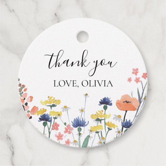 Wilde bloem Eerste verjaardag Dank je Bedankjes Labels (Voorkant)