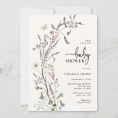 Wilde bloem Elegant Baby shower Kaart (Voorkant)
