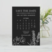 Wilde bloem Elegant gotische kalender sparen de Da Kaart (Staand voorkant)
