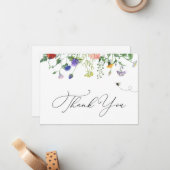 Wilde bloem en bijen Dank je briefkaart (Voorkant / Achterkant in situ)
