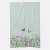 Wilde bloem en vlinders  Bloem  Theedoek (Verticaal)