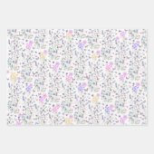 Wilde bloem en vlinders bloementuin roze inpakpapier vel (Voorkant 3)