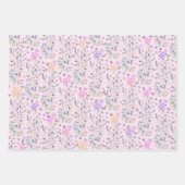 Wilde bloem en vlinders bloementuin roze inpakpapier vel (Voorkant)