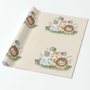 Wilde Bloem Feest Dieren Safari Cadeaupapier
