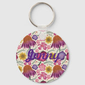 Wilde bloem Floral Pattern, gepersonaliseerd Sleutelhanger (Voorkant)