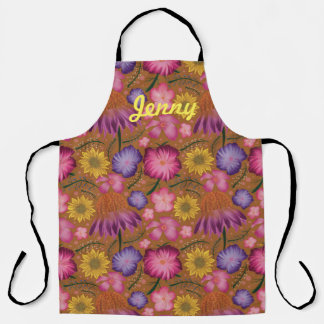 Wilde bloem Geel Floral Gepersonaliseerd Schort