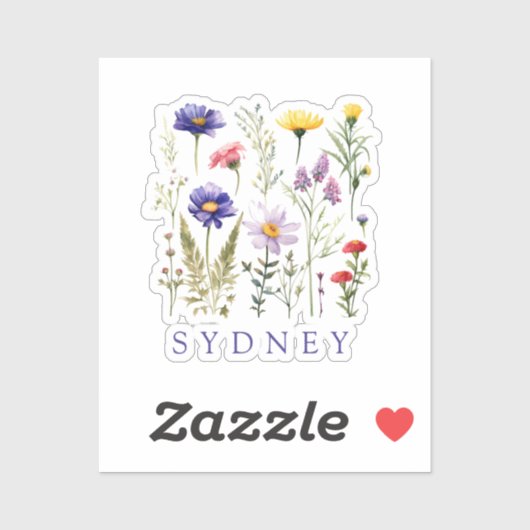 Wilde bloem gepersonaliseerde naam Sticker (Vel)