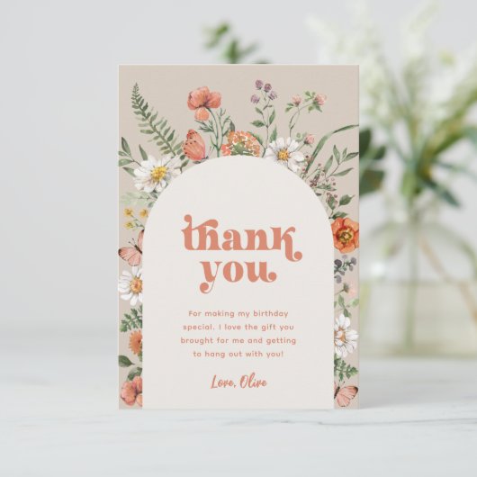 Wilde bloem Hartelijk dank | Bloedbloem Bedankkaart (Staand voorkant)