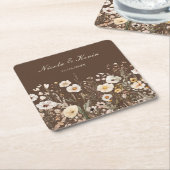 Wilde bloem Herfst Bloem Bruiloft Vierkante Kartonnen Onderzetter (Schuin)