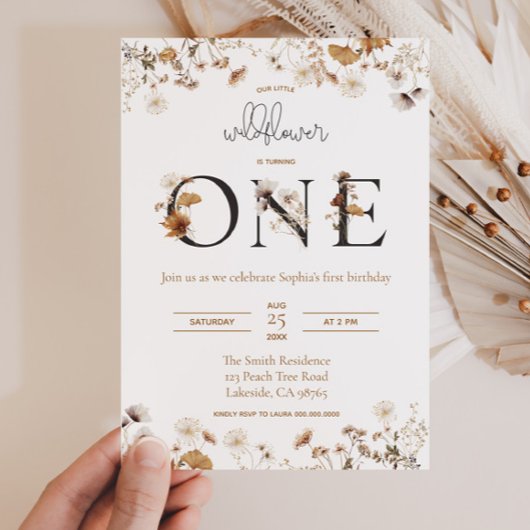 Wilde bloem herfst eerste verjaardag kaart