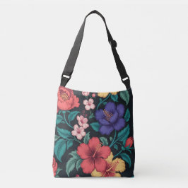 Wilde bloem herhalingspatroon crossbody tas