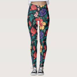 Wilde bloem herhalingspatroon leggings