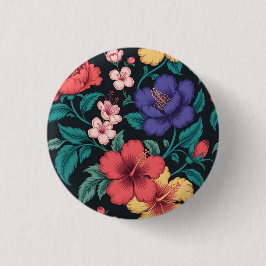 Wilde bloem herhalingspatroon ronde button 3,2 cm