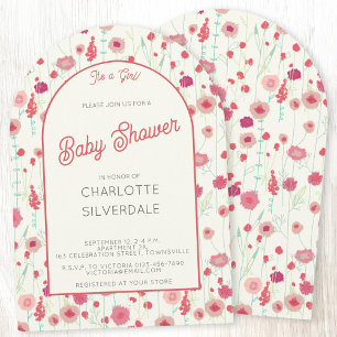 Wilde bloem Het is een meisje Baby Shower Kaart
