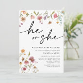 Wilde bloem Hij of zij maakt uitnodiging bekend (Staand voorkant)