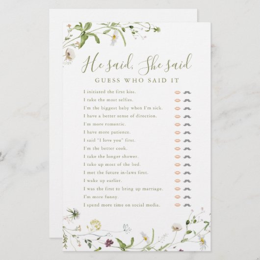 Wilde bloem Hij zei dat ze vrijgezellenfeest wild  (Voorkant / Achterkant)