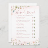 Wilde bloem Hij zei dat ze vrijgezellenfeest wild Kaart (Voorkant / Achterkant)