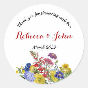 Wilde bloem in de Waterverf Bloom Floral Baby show Ronde Sticker