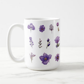 Wilde bloem in paarse waterverf koffiemok