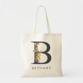 Wilde bloem initiaal B Tote Bag (Voorkant)