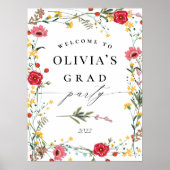 Wilde bloem Klasse 2021 Graduation Party Welcome Poster (Voorkant)