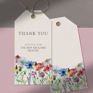 Wilde bloem Land Floral Weddenschap Bedankt Cadeaulabel