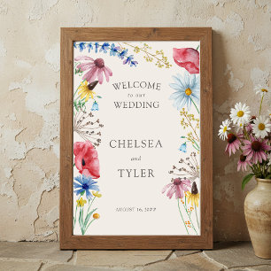 Wilde Bloem Landelijke Bloemen Huwelijksbegroeting Poster