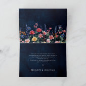 Wilde Bloem Landelijke Boho Bloemige Navy Trouwdag Bedankkaart (Binnen)
